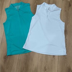 Nike Teal and Light gray Sleeveless Zip-Up Tops